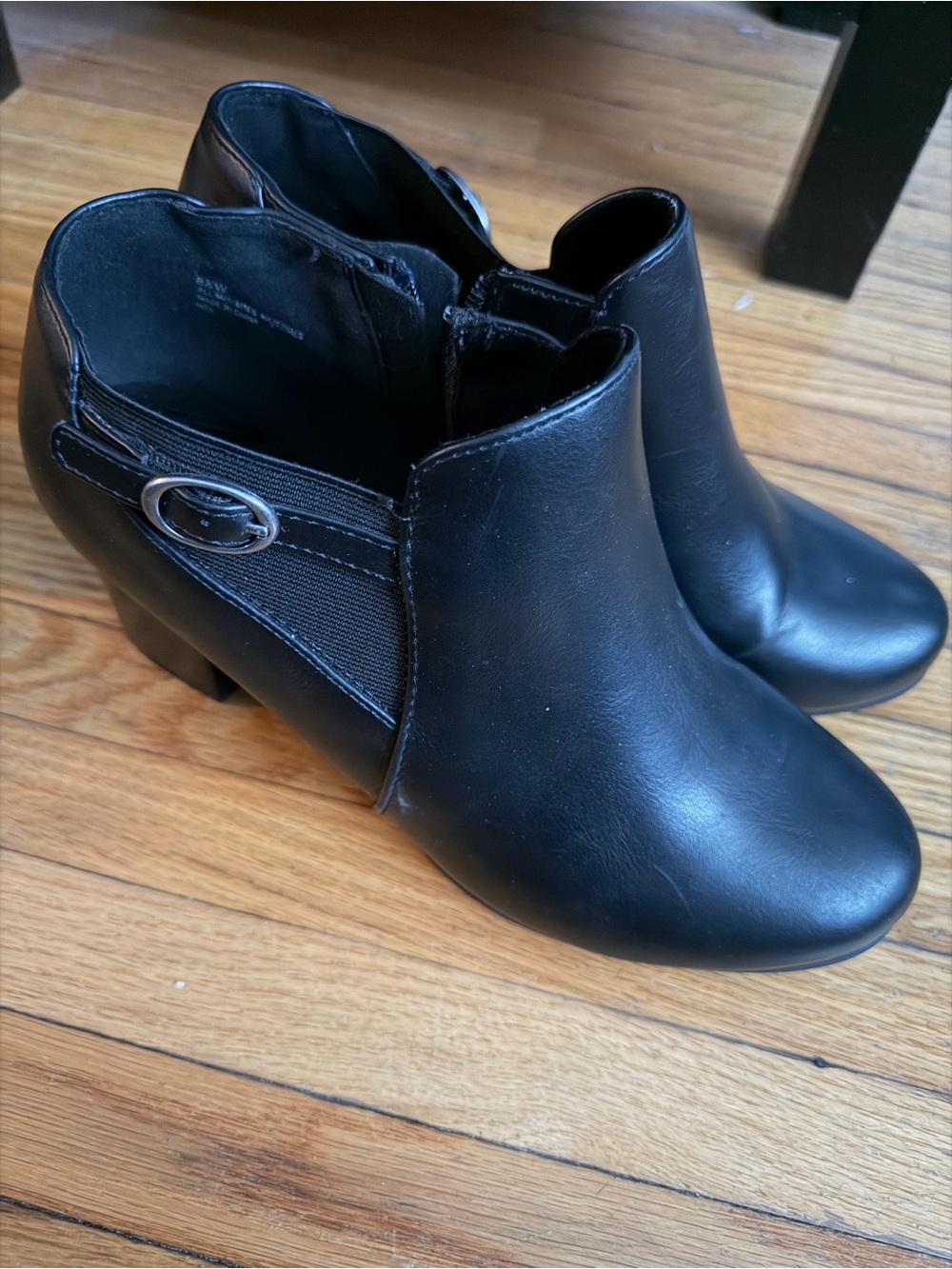 Women's Black Ankle Booties with Low Block Heel
